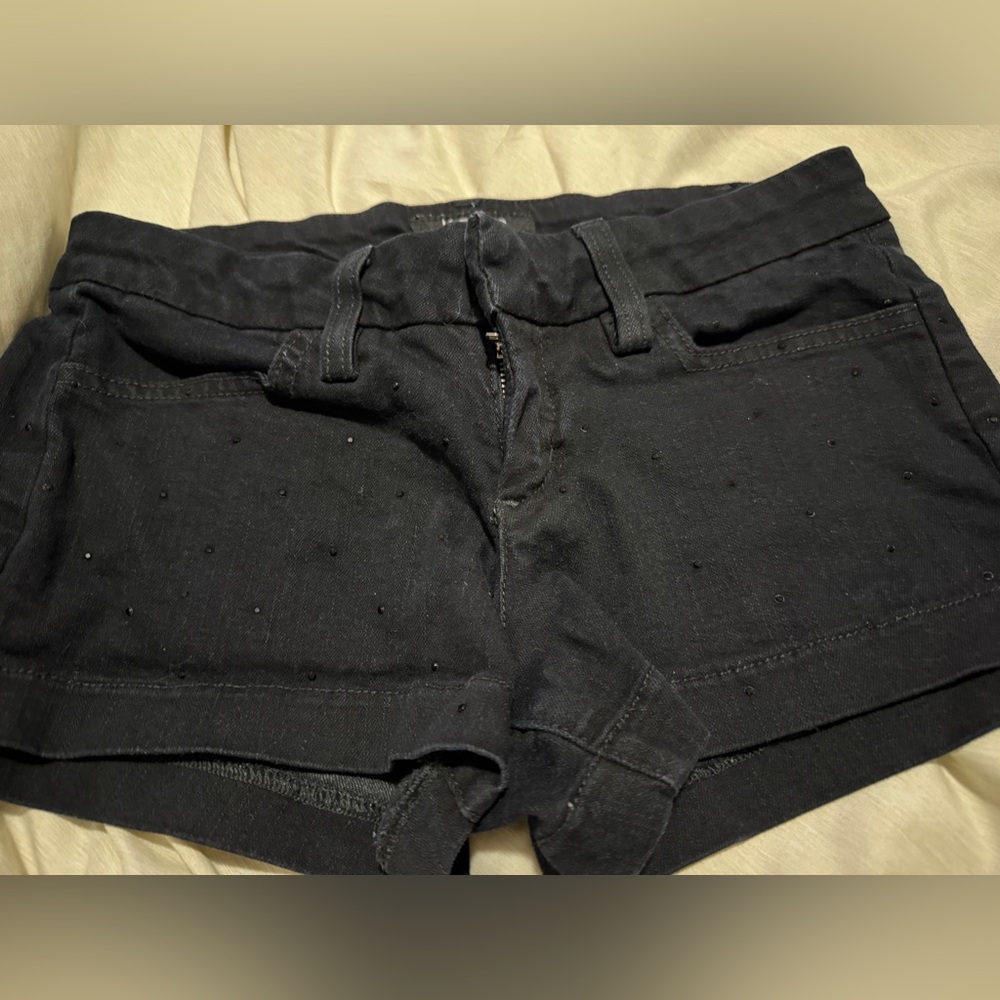 Bebe Women's Black Denim Shorts with sequins